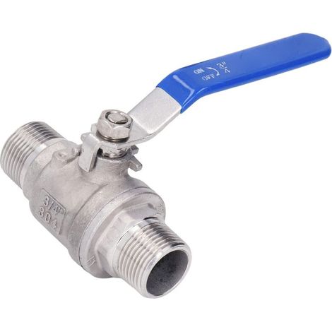 Vanne À Bille 3/4 Po, Acier Inoxydable 304 Npt 3/4"(Dn20) 2 Filetage Mâle Vanne À Bille Flottante Manuelle À Longue Poignée, pour Le Contrôle Des Conduites D’Eau Et Les Raccords de Plomberie (1/5)