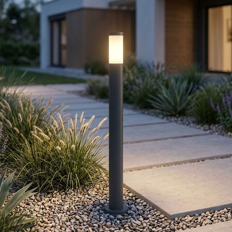 Stehlampe Außen Gartenleuchte Stehleuchte Wegeleuchten Edelstahl anthrazit opal, Kunststoff weiß, Fassung 1x E27, DxH 12,7x110 cm (1/5)