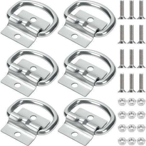 (Silbern) 6-teiliger D-Ring-Zurranker, 500 kg Tragfähigkeit, mit 12 Schraubensätzen zur Ladungssicherung auf Anhängern, LKWs und Schiffen (1/5)