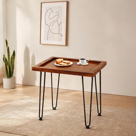 Table basse en bois massif 55,7 x 44,7 x 52,9 cm (1/5)
