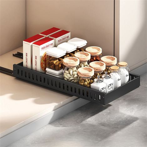 AUTRUCKER Support coulissant noir pour casseroles, poêles et bols, adapté aux placards de cuisine (1/3)