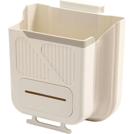 Poubelle de cuisine suspendue pliable pour pour et salle de bain et voiture Blanc (1/5)