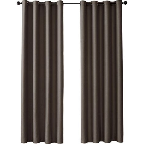 Rideau Occultant Thermique à Oeillets - 1 Pièce 132x160cm - Décoration Fenêtre pour Salon et Chambre - Café (1/5)