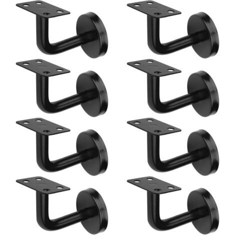 Set mit 8 Treppengeländerhalterungen, Treppengeländerstützen, Edelstahl, maximale Belastung 60 kg, für Treppengeländer im Innen- und Außenbereich (Schwarz)