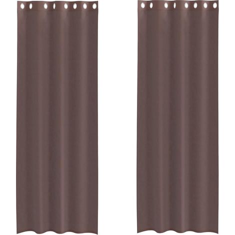 Maison Exclusive - Voile Vorhänge mit Ösen 2 Stk. Braun 140x300 c (1/5)