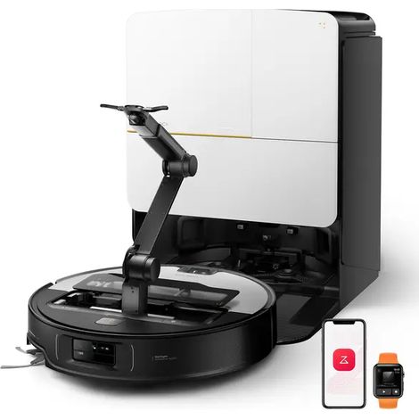 roborock Saros Z70 Aspirateur robot avec fonction de lavage, bras OmniGrip, prise en charge par IA, puissance d'aspiration de 22 000 Pa, ultra-fin de 7,98 cm, support FlexiArm, châssis AdaptiLift (1/4)
