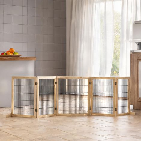 Barrière de sécurité pour animaux en bois et métal pliable (1/5)