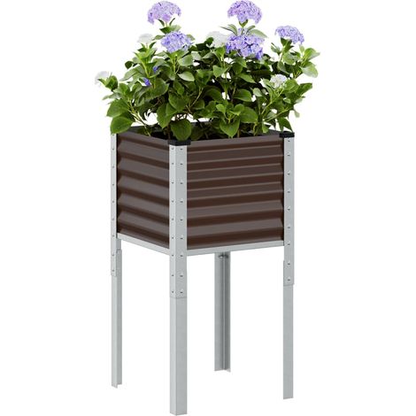 vidaXL Garden Planter Brown 45x45x88 cm Steel