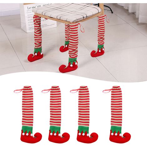 (2 Sets pro Packung) (4 Stück pro Set) Weihnachtliche Stoffdekorationen für Tischbeine, Tisch- und Stuhlhussen (42 x 17 cm) Material: Stoff (1/5)