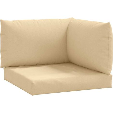 Un ensemble de 3 coussins pour plateau, confectionnés en tissu beige mélangé. (1/5)