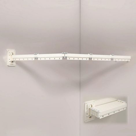 Tringle à rideau de douche pliable multi-angles, tringle adhésive, sépare les zones humides et sèches, blanche (tringle seule) (1/5)