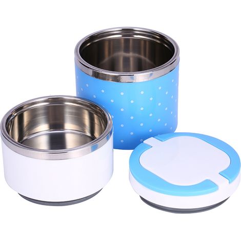 2-stöckige, isolierte Edelstahl-Lunchbox, Warmhaltebehälter, luftdichte Lunchbox (1/5)