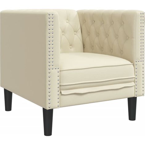 Chesterfield-Sessel Creme Kunstleder vidaXL