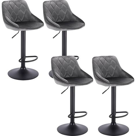 Set 4 sgabelli in velluto eleganti con telaio nero opaco seduta vari colori colore : grigio scuro (1/4)
