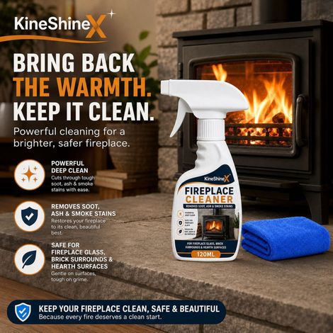 KineShineX Kaminreiniger-Spray 120ml - Ein Muss für Kamine im Haushalt, zur Entfernung von Ruß und Asche. (1/4)