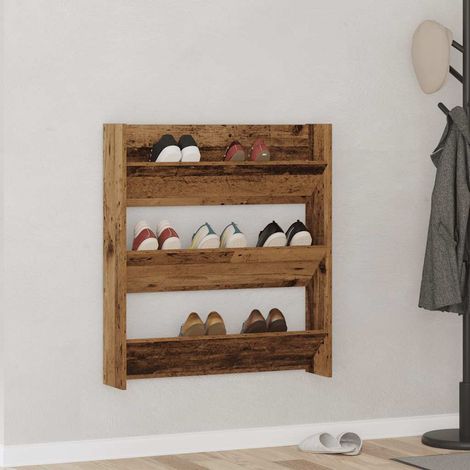 Schuhregal Wandmontage Altholz-Optik 80x18x90 cm Holzwerkstoff