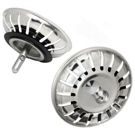 Lot de 2 Bouchons Evier Cuisine - 80mm - Acier Inoxydable 304 SS - Anti-Corrosion - Pour Bonde Evier 80mm - Filtre, Crépine Cuisine Meilleur pour Vidange et Antiblocage