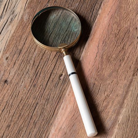 Loupe Sculpture XXL avec Manche Style Corne et Laiton 43x15cm