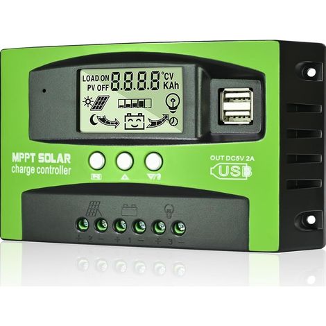 MPPT 30A Solarladeregler 12 V 24 V, automatischer Solarpanel-Regler 30 A mit Temperaturfühler und LCD-Display für alle 12 V 24 V Blei-Säure- und Lithium-Batterien