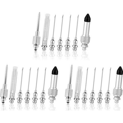 Ce kit d'accessoires pour pistolet à graisse de 21 pièces comprend 15 aiguilles à graisse et 3 distributeurs d'aiguilles. (1/3)