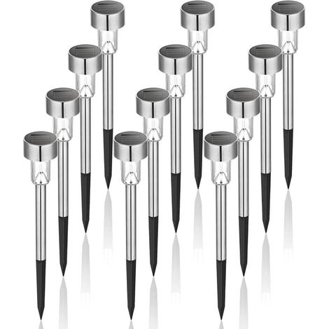 Lampes solaires d'extérieur - Étanche - Acier inoxydable - Lot de 12-AquaForge
