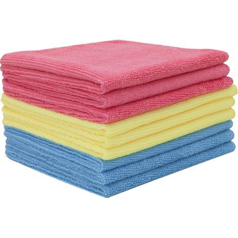 Set of 9 Microfiber Cloths, 32x32cm, Lint-Free, for Cleaning Windows, Kitchen, Car, and Bathroom (1/5)