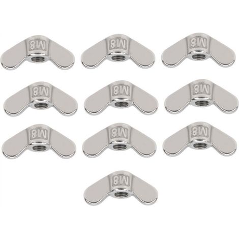 10Pcs M8 Ecrou à oreilles Ecrou papillon Acier inoxydable 304 Fixation Quincaillerie Accessoire (1/5)