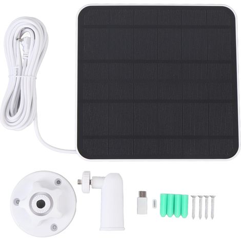 Ortviai Panneau Solaire 12 W pour Caméra de Sécurité Arlo Essential/XL Spotlight et Caméra pour Niche à Oiseaux, Câble 3 m, IP66 (1/5)