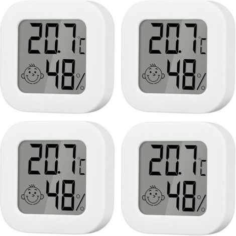 Thermomètre Hygromètre Interieur, 4 pièces Mini Termometre Maison Convient, Hygromètre Numérique Thermomètre Intérieur, Moniteur de Température et Humidimètre Pour Maison, Chambre Bébé, Bureau (1/5)