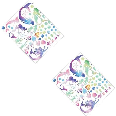 2 Pièces Autocollants pour Garçon Fille Décorations Thème PVC Stickers Mignons Sûrs pour Ambiance Mermaid Décor pour Fêtes (1/5)