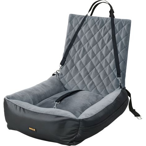Skylos Dog Booster Car Seat Travel Carrier Plush Bed Basket Portable Pet Grey (1/5)