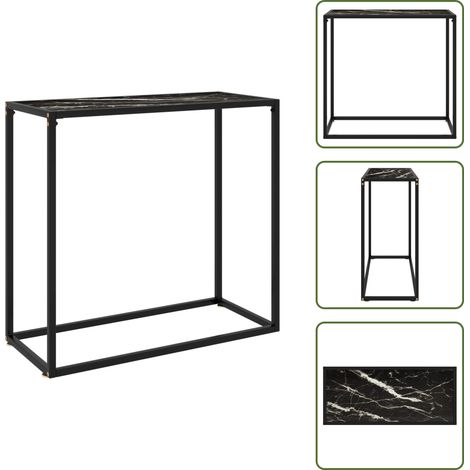 Acier enduit de poudre - vidaXL Table console Noir 80x35x75 cm Verre trempé - Table de salon (1/5)