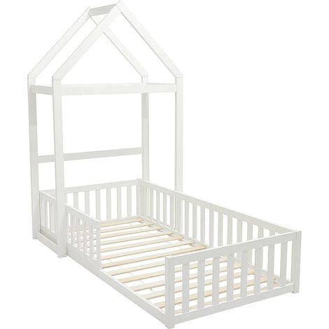 Letto a capanna 90 x 190 cm Abete e MDF Bianco - VARLAINE (1/5)