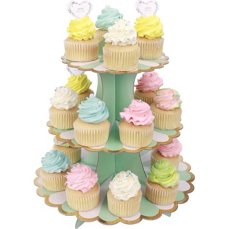 3-stöckiger Cupcake-Ständer aus Pappe für Babypartys und Kinder (1/5)