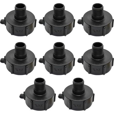 Lntyq 8 Stück Anschlussadapter S60x6 3/4", Kunststoff Regenwassersammler Anschluss für Tankadapter (1/5)