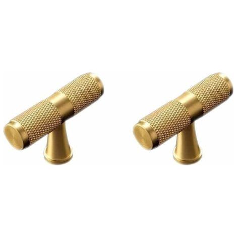 Bouton de Porte Placard en Laiton Massif de Forme T, Poignée de Meuble Universelle pour Tiroir / Placard de Cuisine / Porte - 50mm (2PCS) (1/5)