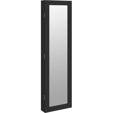 Armoire à bijoux murale noire avec miroir, dimensions : 30 x 8,5 x 106 cm (1/5)