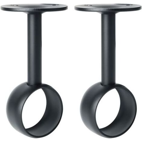 2 Pcs Support de Tringle à Rideaux Support Tringle Penderie avec Vis Support de Plafond pour Rideau et Armoire, Noir Mat en Acier Inoxydable, Diamètre 32 mm (1/5)