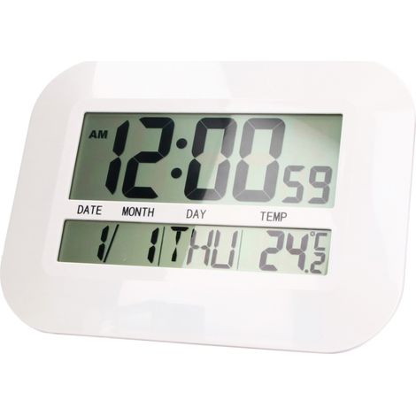 Großer digitaler Wandwecker mit Innenthermometer, Batterien nicht im Lieferumfang enthalten. (1/5)