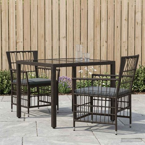 Set da pranzo per esterni 3 pz Nero polyrattan vidaXL (1/5)