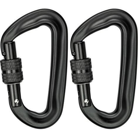 2Pcs Mousqueton Escalade 12KN (1200KG) Robustes Mousqueton Aluminium Mousqueton à Verrouillage en Forme de D pour Hamacs Balançoire de Yoga Camping Porte-clés Chiens de Serrure (1/5)