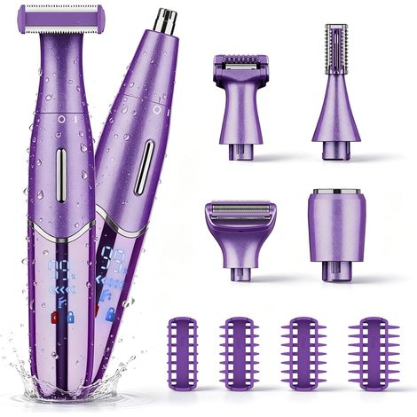 Rasoir électrique 6 en 1 pour femme, sans fil, rechargeable par USB, épilateur indolore pour le visage, les aisselles, le bikini et les zones privées, (1/5)
