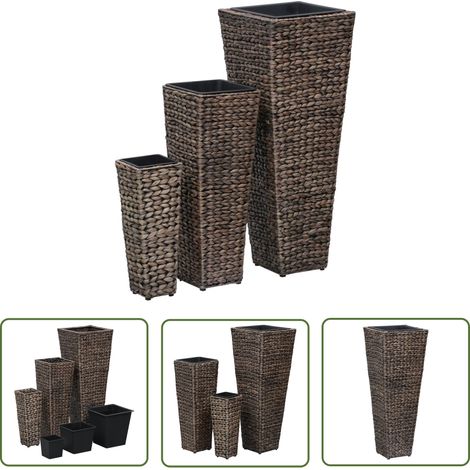 Lits surélevés de jardin 3 pcs Jacinthe d'eau Marron foncé (1/5)
