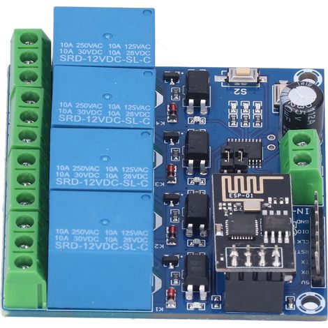 4-Kanal-WLAN-Relaismodul, Fernsteuerung per Mobil-App für Smart Home, ESP8266 12V (1/5)