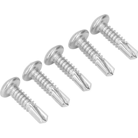 50 Stück selbstbohrende Schrauben, verzinkt, aus Kohlenstoffstahl, Kreuzschlitzschrauben 4,8 x 19 mm, Rundkopf (1/5)