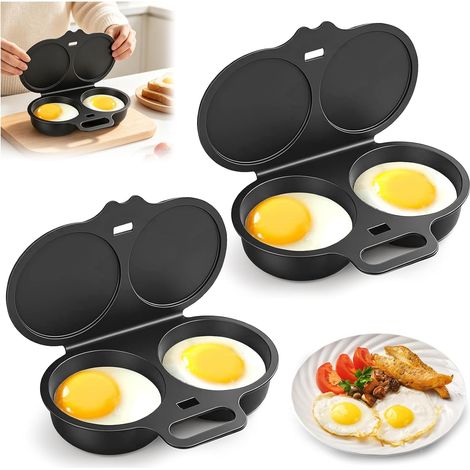 2 PiècesCuiseur Oeuf Micro Ondes, Cuiseur à Oeuf avec Cavités et Couvercle (1/5)