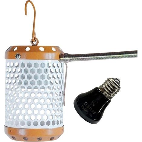 Lamp heated in ceramic for cage to birds. Heating soft and reliable, reduces the risks of burns. Fits to the perruches and to the chickens. Controller included. (1/5)
