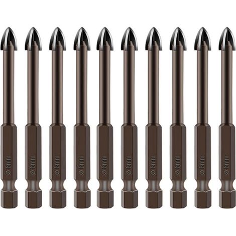 Foret multifonctionnel universel efficace de 6 mm, foret en croix pour carrelage, béton, verre et murs (lot de 10). (1/5)