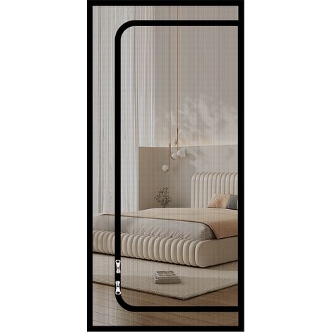Rideau de porte zippé pour chats et chiens - maille anti-moustiques texturée à plis ondulés, 100 x 210 cm (1/4)