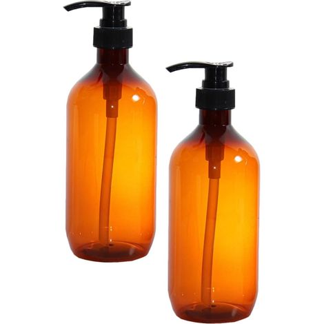 Shampoo und Handseifenspender 2 Stück 300 ml braunes PET für